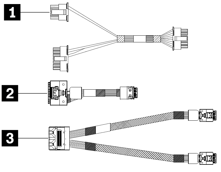 ThinkSystem SR650 V2 middle 4 x 3.5&#39;&#39; backplane SAS/SATA cable kit